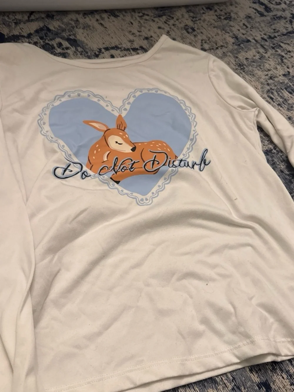 art class White Long-Sleeve Tee with Blue Heart and Brown Fawn